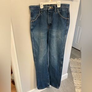 Rustler men’s blue denim jeans size 34 x 32 straight pant leg